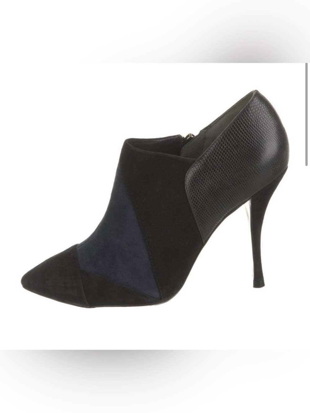 Tory Burch Black and Navy Suede & Leather Ankle Boot